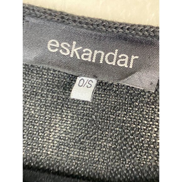 Eskandar Black Knit 100% Linen Knit Sweater One Size Medium Lagenlook Minimalist - Picture 3 of 16